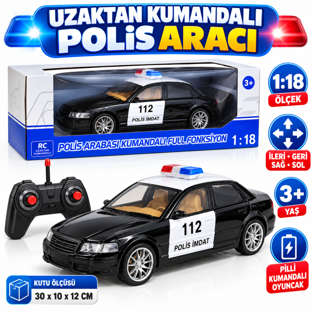 Uzaktan Kumandalı Pilli Polis Aracı