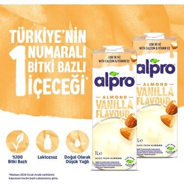 Vanilyalı Badem Sütü 2x1 L Vegan Laktozsuz Alternatif