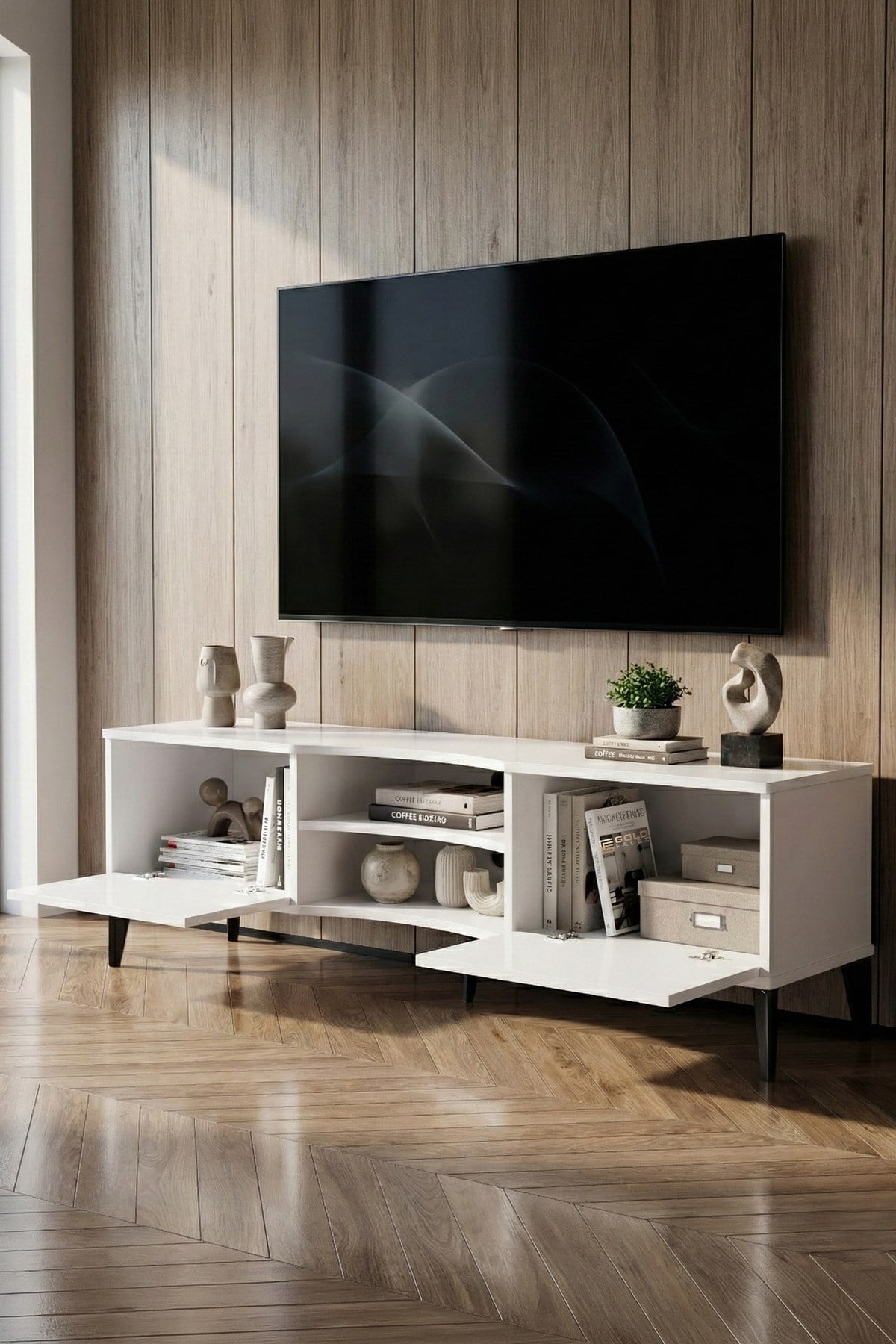 Vera TV Sehpası Suntalam Beyaz 160x35 cm