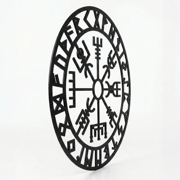 Viking Pusulası Vegvisir Duvar Tablosu MDF Lazer Kesim Nordik Duvar Süsü Modern Dekor