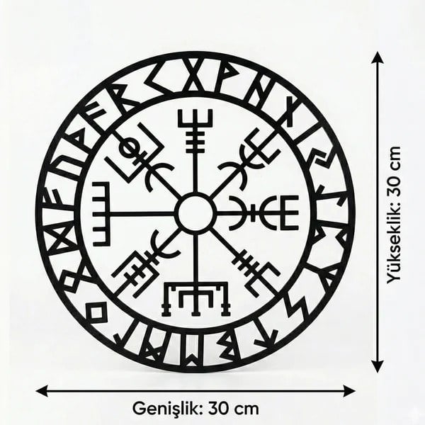 Viking Pusulası Vegvisir Duvar Tablosu MDF Lazer Kesim Nordik Duvar Süsü Modern Dekor
