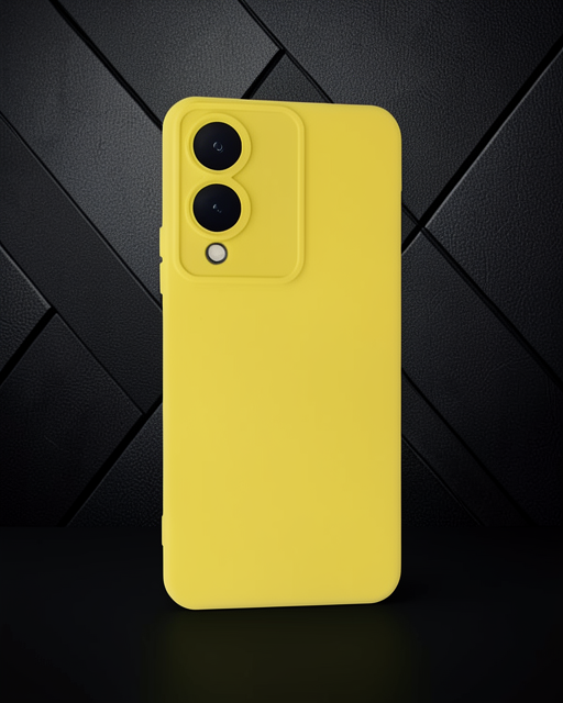 Vivo Y17s Kılıf Nano İçi Kadife Silikon - Sarı