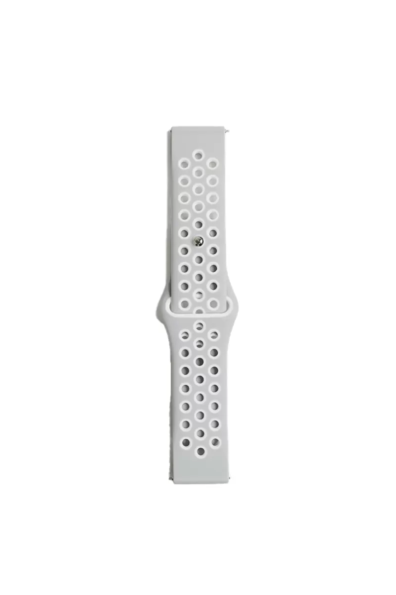 Watch 20mm Spor Delikli Kordon - Gri-Beyaz