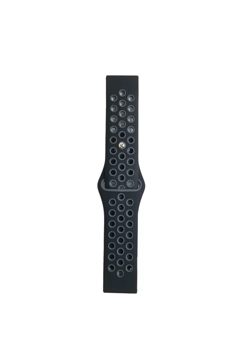 Watch 20mm Spor Delikli Kordon - Siyah-Gri