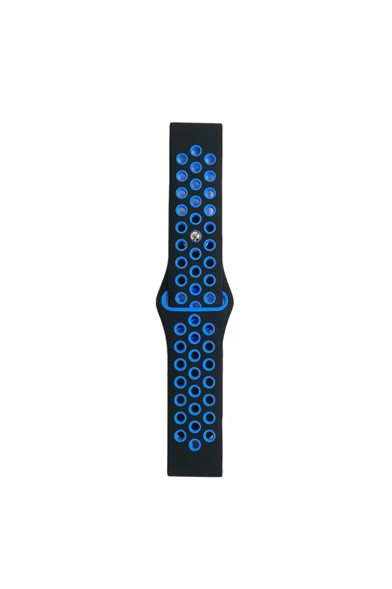 Watch 20mm Spor Delikli Kordon - Siyah-Mavi