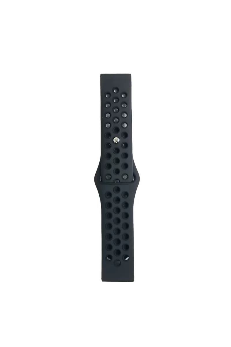 Watch 22mm Spor Delikli Kordon - Siyah-Füme