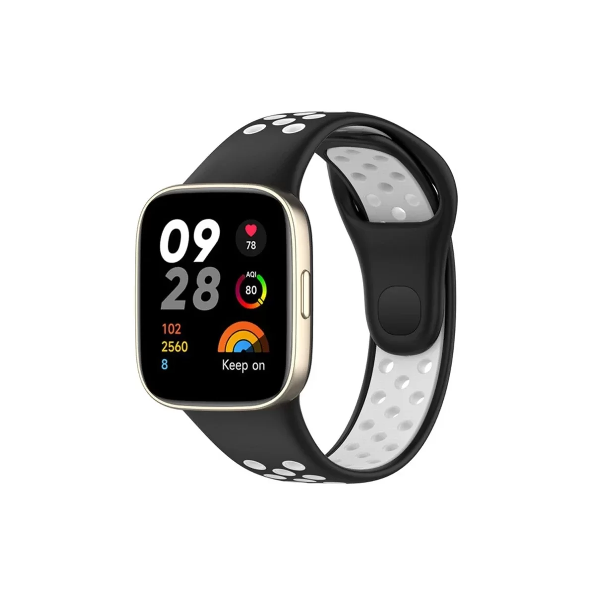 Watch 3 Spor Delikli Kordon - Siyah-Beyaz