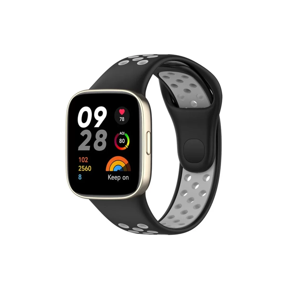 Watch 3 Spor Delikli Kordon - Siyah-Gri