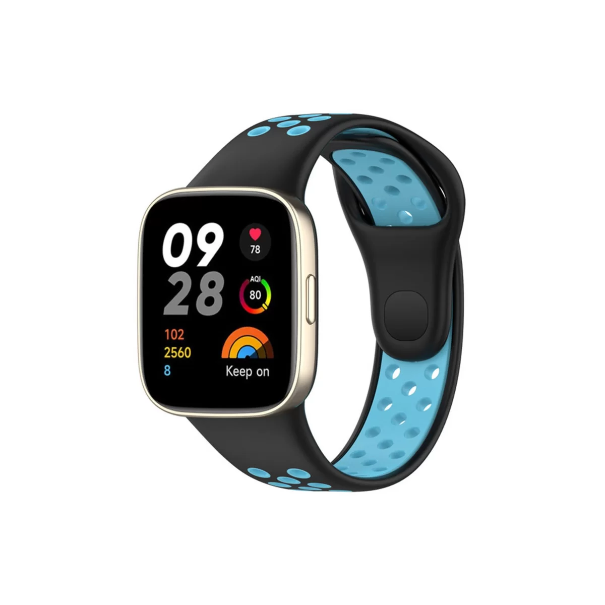 Watch 3 Spor Delikli Kordon - Siyah-Mavi