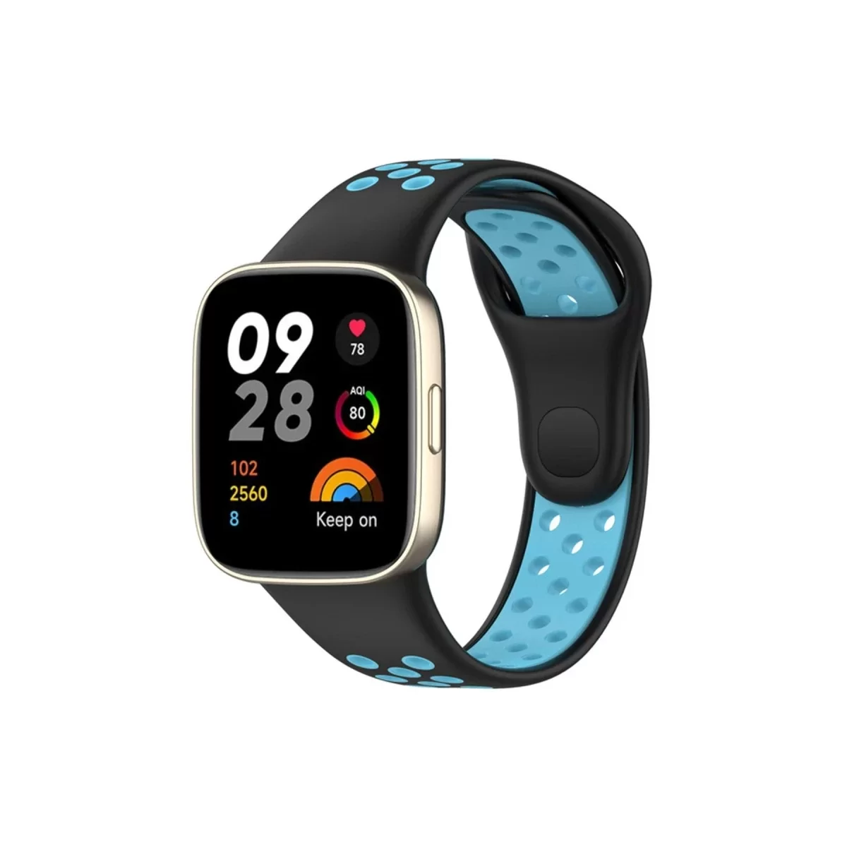 Watch 3 Spor Delikli Kordon - Siyah-Mavi
