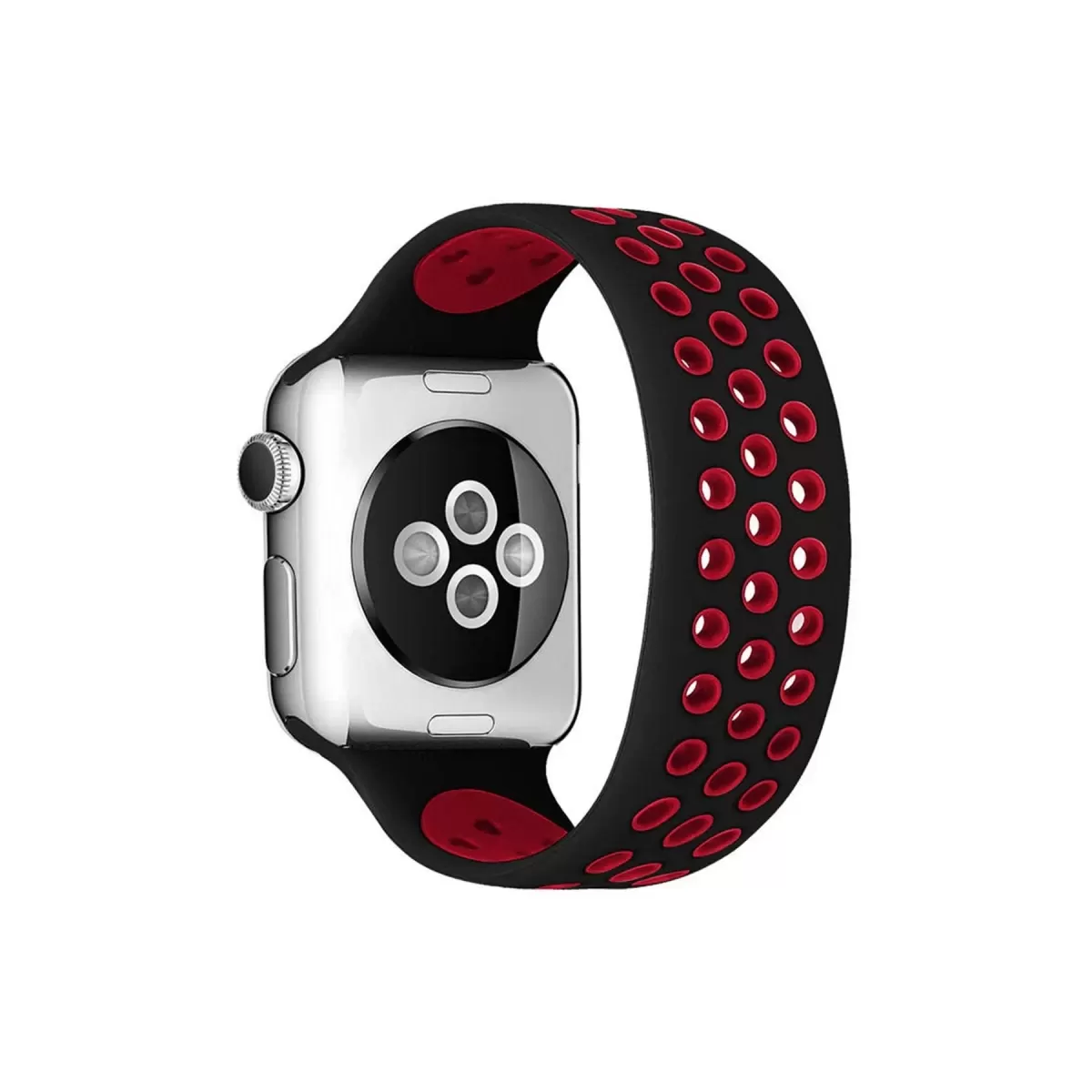 Watch 38mm Ayarlı Delikli Silikon Kordon - Siyah-Kırmızı
