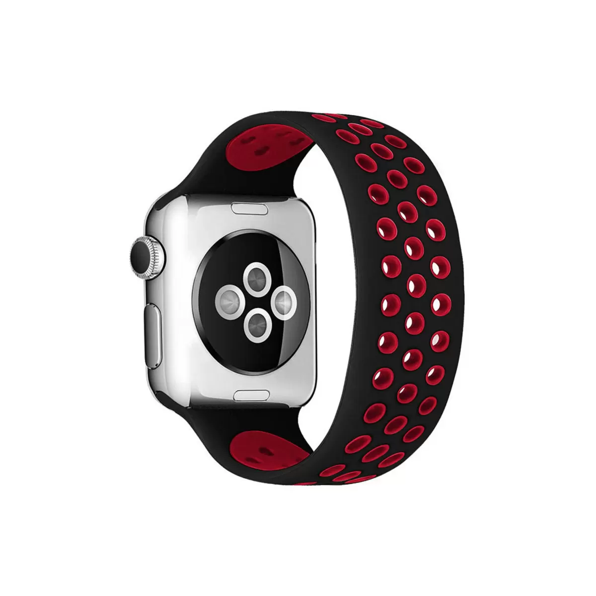 Watch 38mm Ayarlı Delikli Silikon Kordon - Siyah-Kırmızı