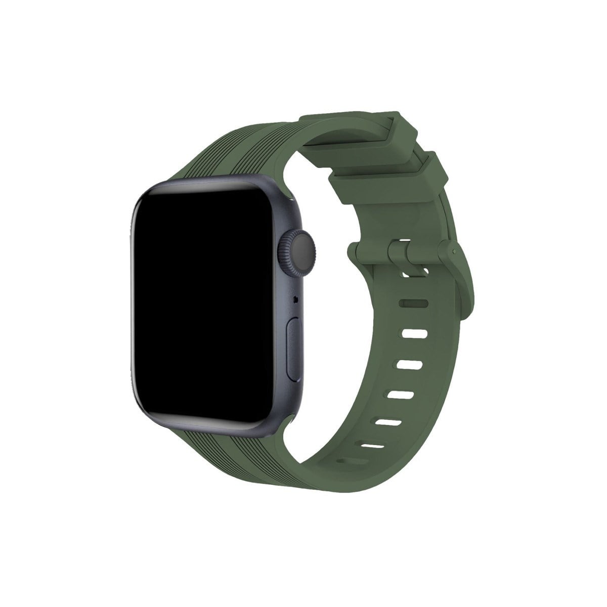 Watch 38mm KR408 Çizgili Silikon Kordon - Koyu Yeşil