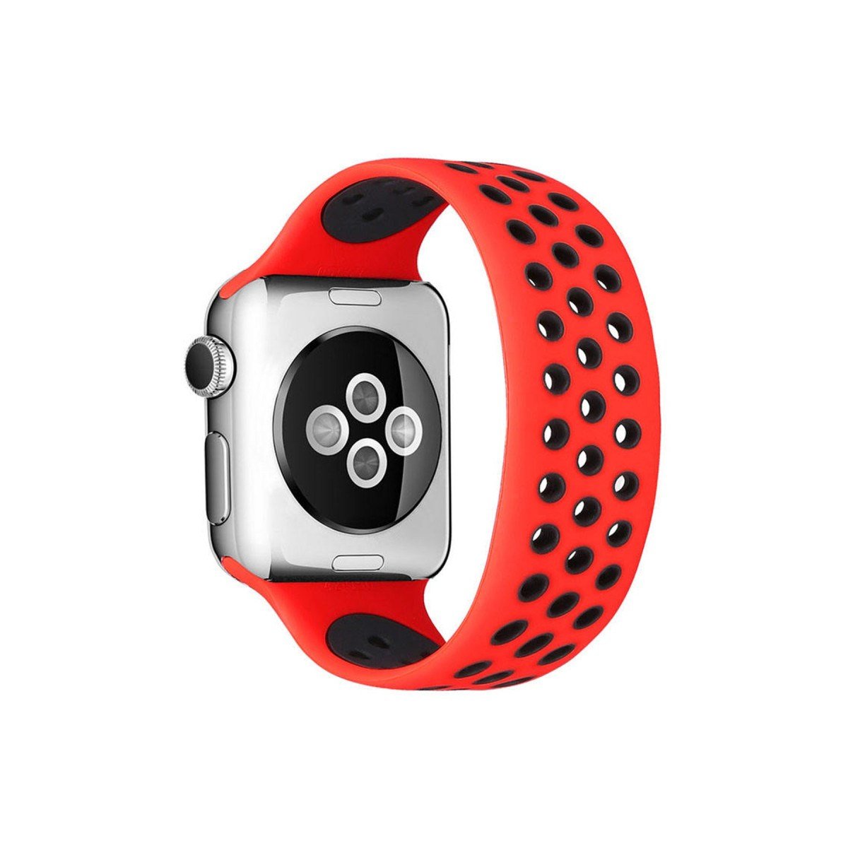 Watch 42mm Ayarlı Delikli Silikon Kordon - Kırmızı-Siyah
