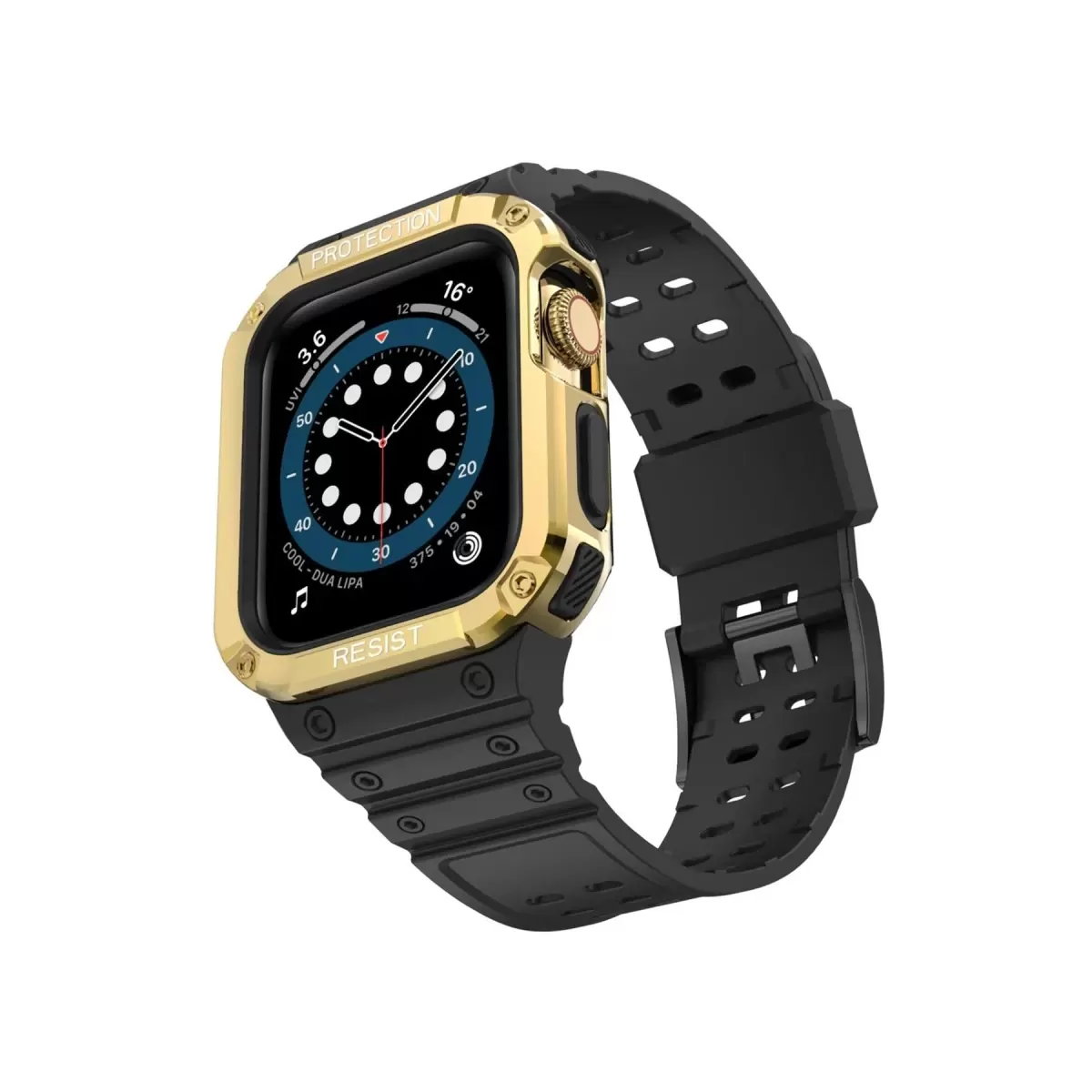 Watch 42mm KR401 Silikon Kordon - Siyah-Gold