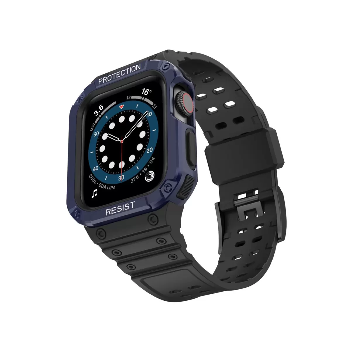 Watch 42mm KR401 Silikon Kordon - Siyah-Mavi