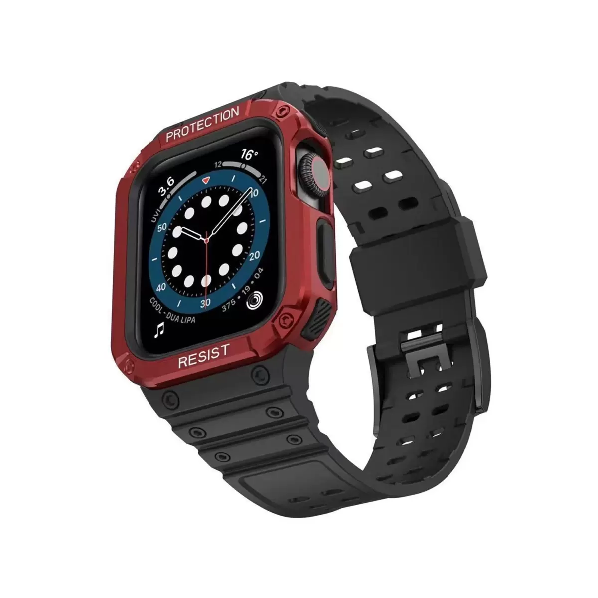 Watch 42mm KR401 Silikon Kordon - Siyah-Kırmızı