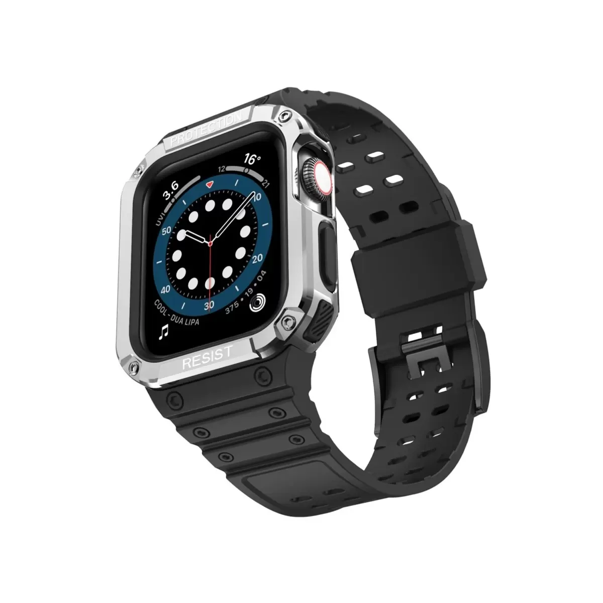 Watch 42mm KR401 Silikon Kordon - Siyah-Gümüş