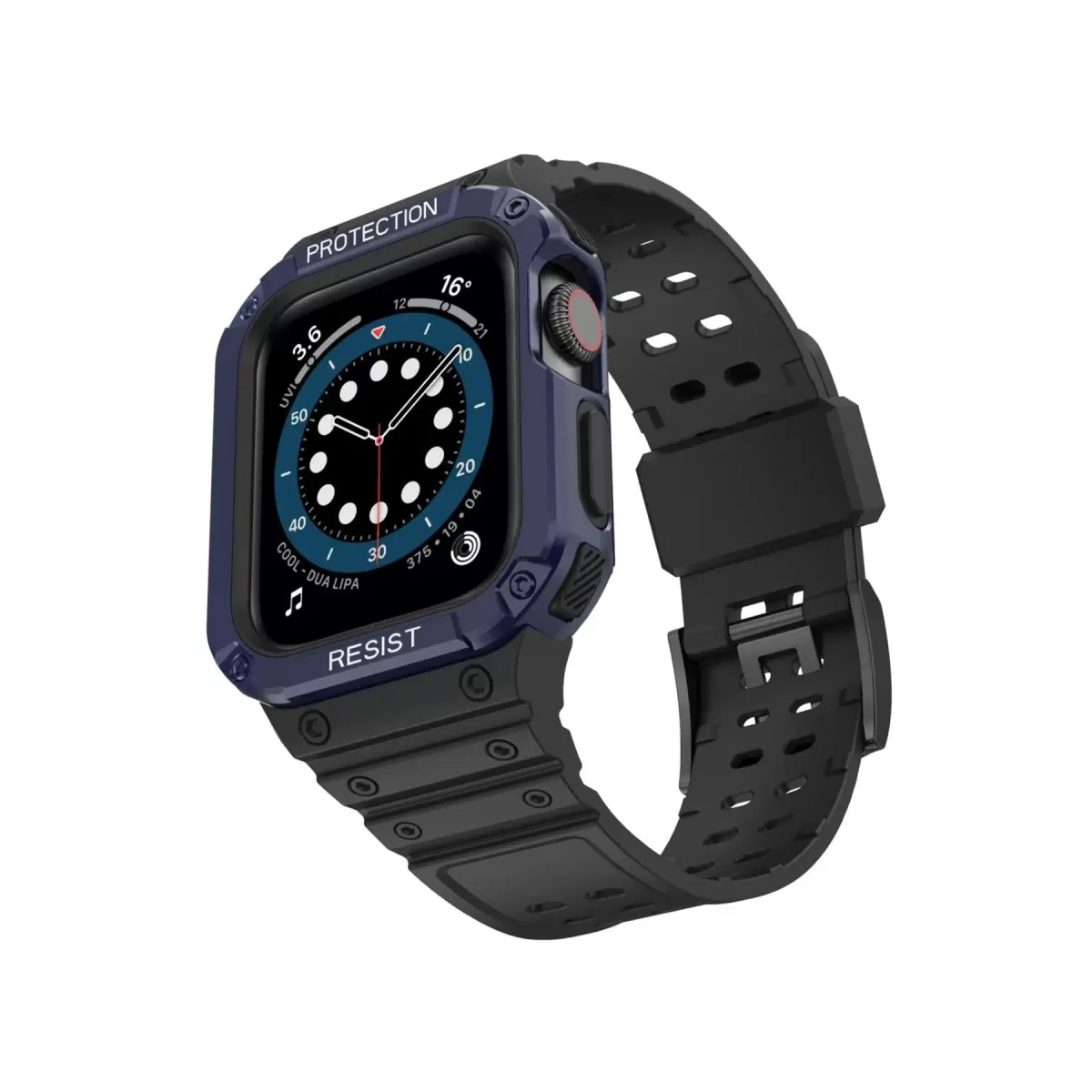 Watch 42mm KR401 Silikon Kordon - Siyah-Mavi