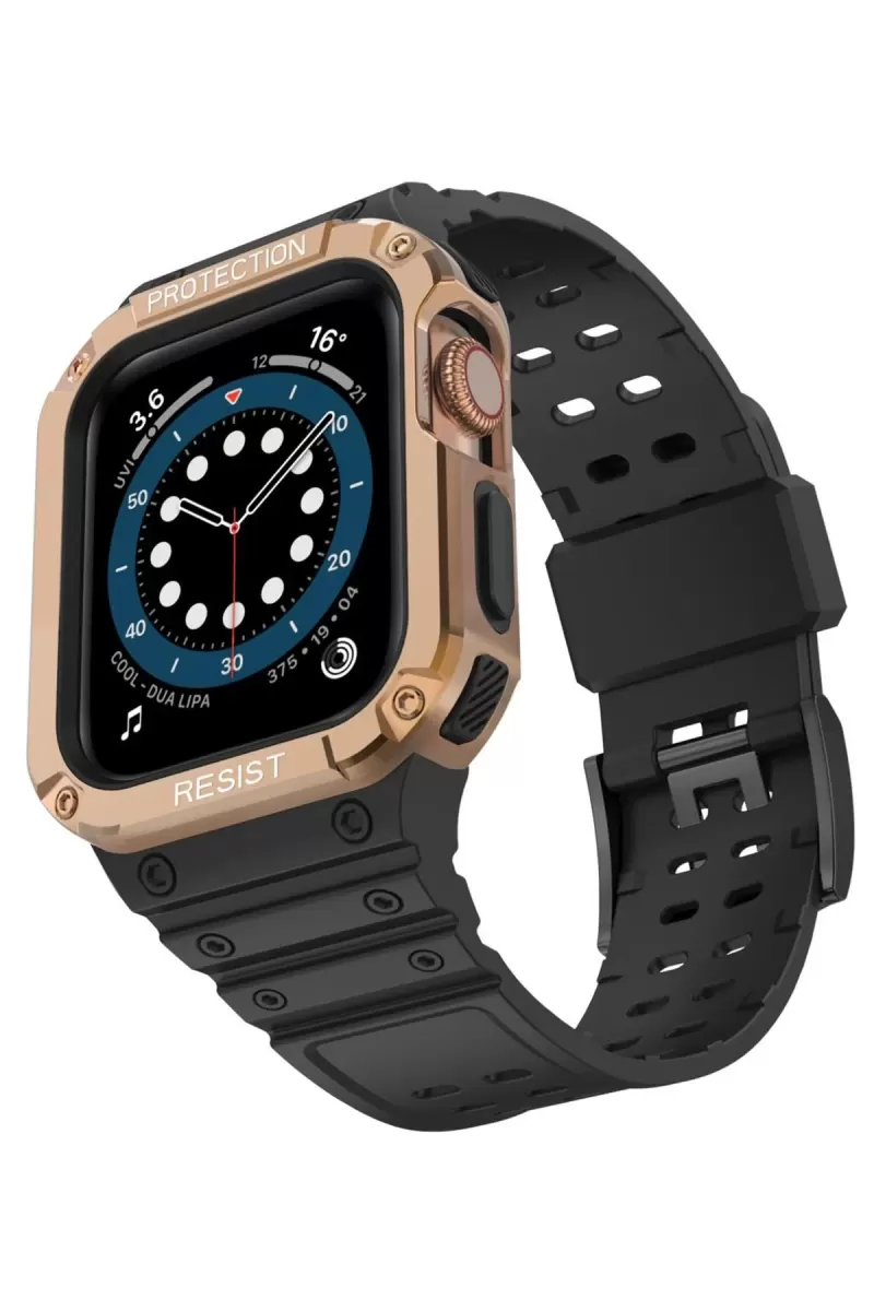 Watch 42mm KR401 Silikon Kordon - Siyah-Rose