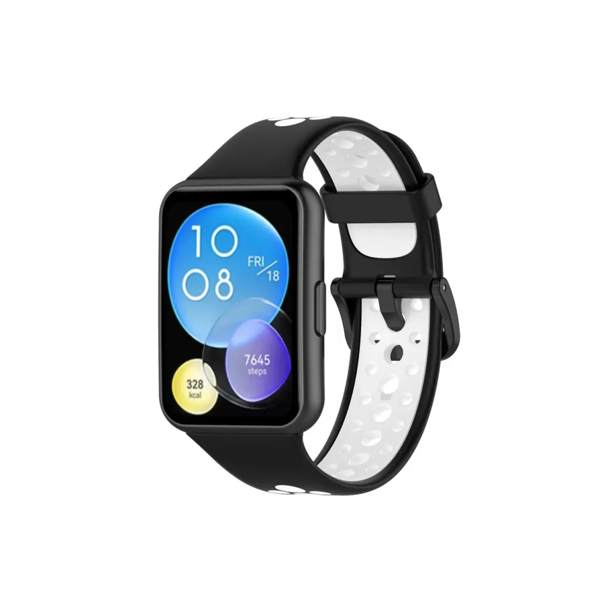 Watch Fit 2 Spor Delikli Kordon - Siyah-Beyaz