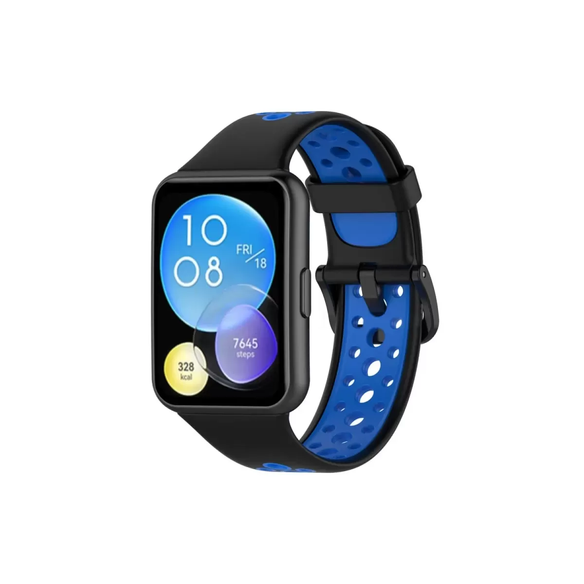 Watch Fit 2 Spor Delikli Kordon - Siyah-Mavi