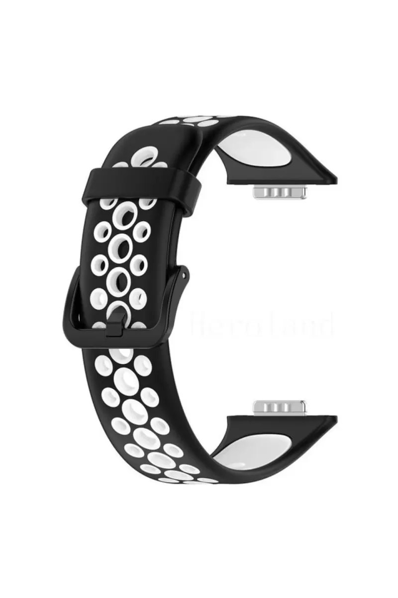 Watch Fit 2 Spor Delikli Kordon - Siyah-Beyaz