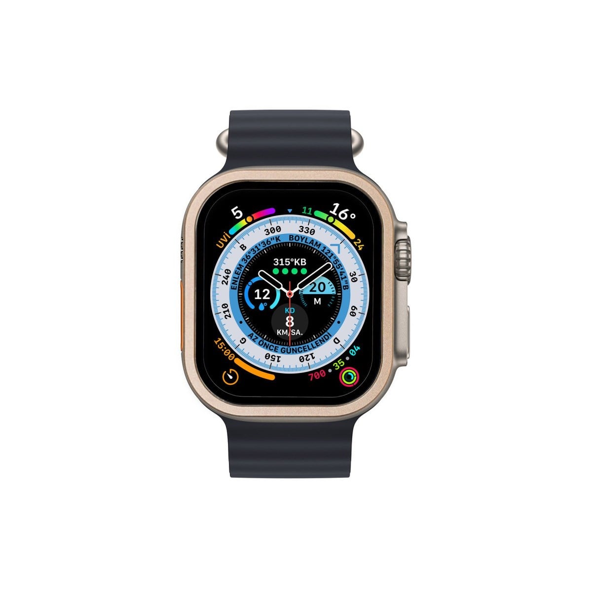 Watch Ultra 49mm Alüminyum Kasa Cam Ekran Koruyucu - Gold