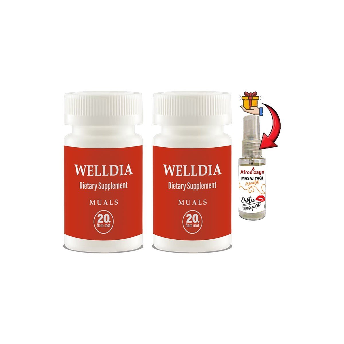 Welldia Prost Pro Caps 2 Kutu Erkeklere Özel formüllü 20li Takviyelik Kapsüller + Afrodizayn Yağı