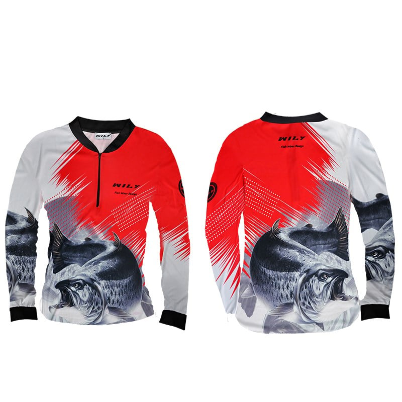 Wily Wear UV Korumalı Balıkçı T-Shirt Fermuarlı Vision Red - XXL