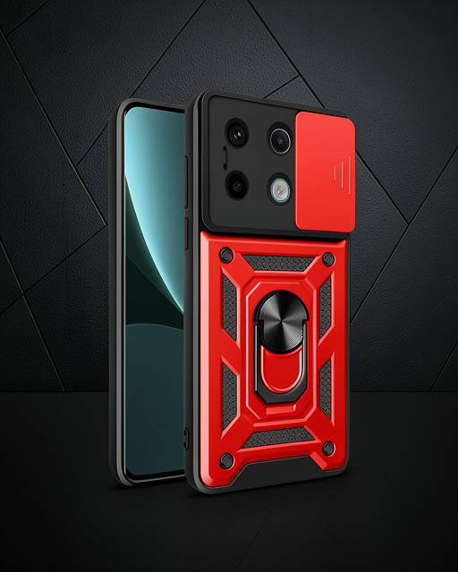 Xiaomi Poco X6 Pro Kılıf Pars Lens Yüzüklü Silikon - Kırmızı