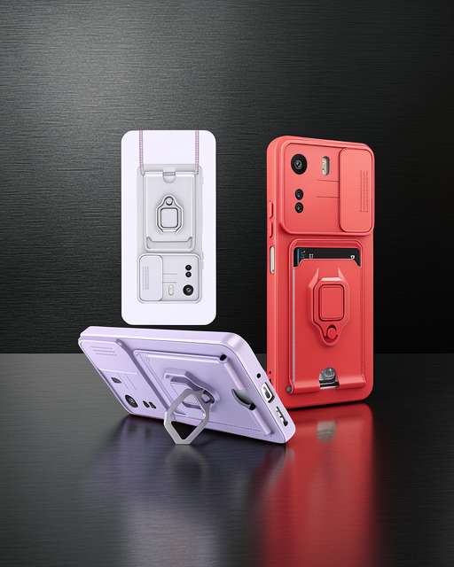 Xiaomi Redmi 13c Kılıf Zuma Kartvizitli Yüzüklü Silikon - Lila