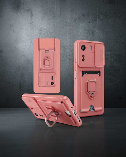 Xiaomi Redmi 13c Kılıf Zuma Kartvizitli Yüzüklü Silikon - Pembe