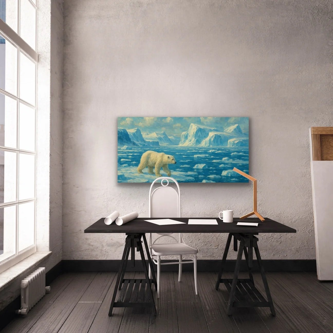 Yalnız Kutup Ayısı Kanvas Tablo 60x120cm