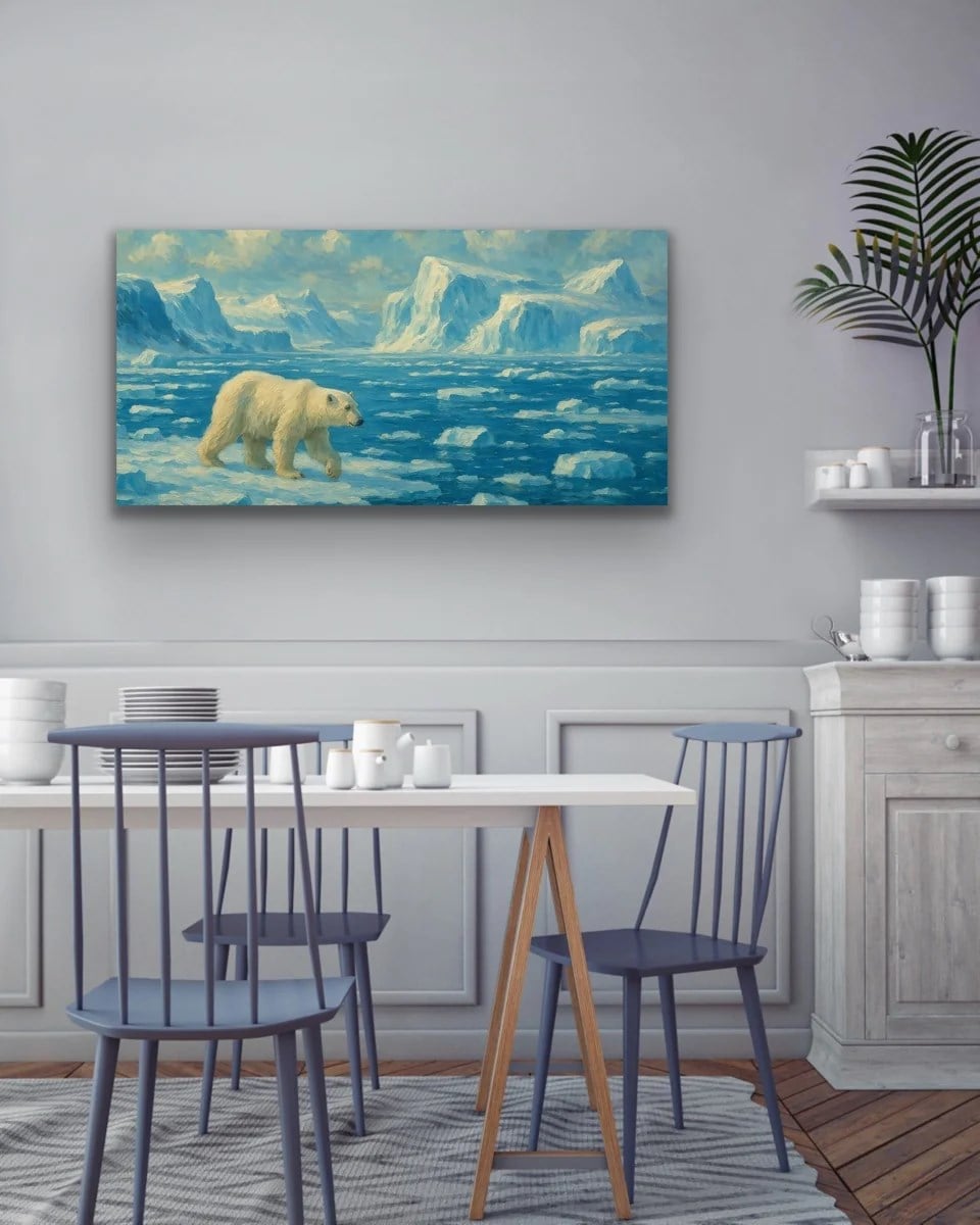 Yalnız Kutup Ayısı Kanvas Tablo 60x120cm