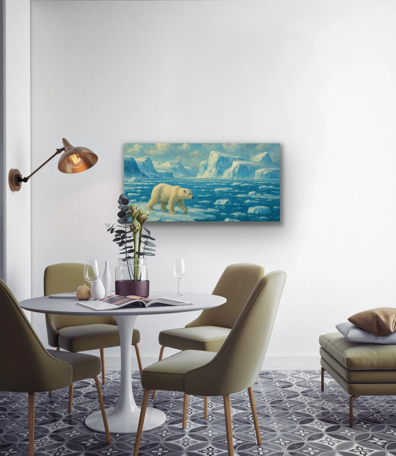 Yalnız Kutup Ayısı Kanvas Tablo 60x120cm
