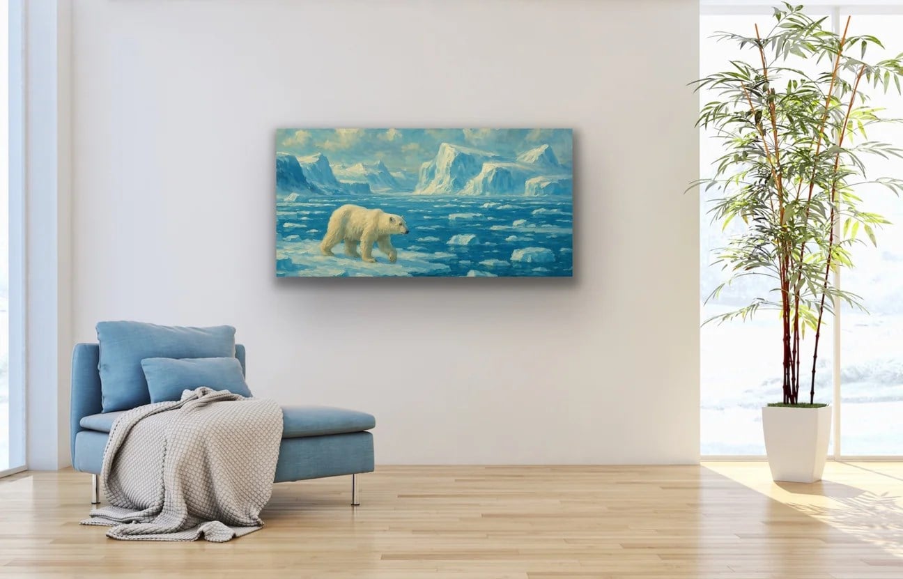 Yalnız Kutup Ayısı Kanvas Tablo 60x120cm
