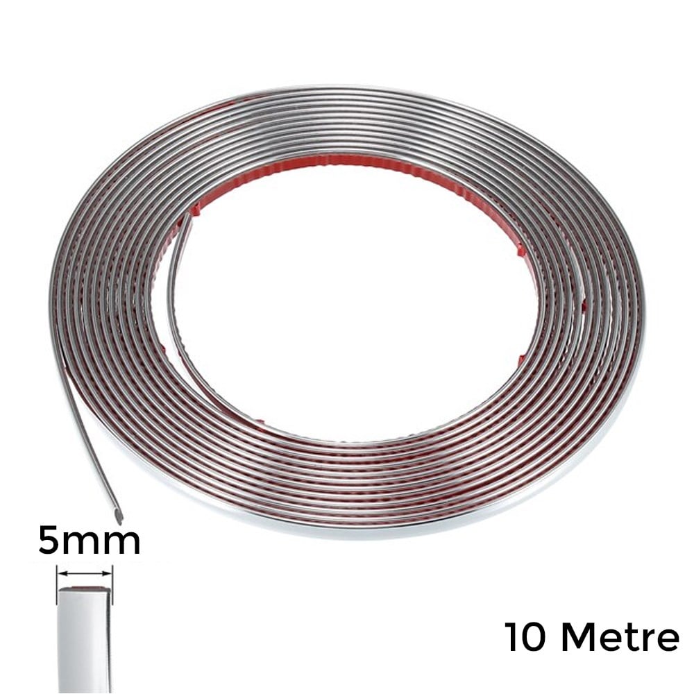 Yapışkanlı Nikelaj Şerit Bant Çıta 5mm 10 Metre Krom
