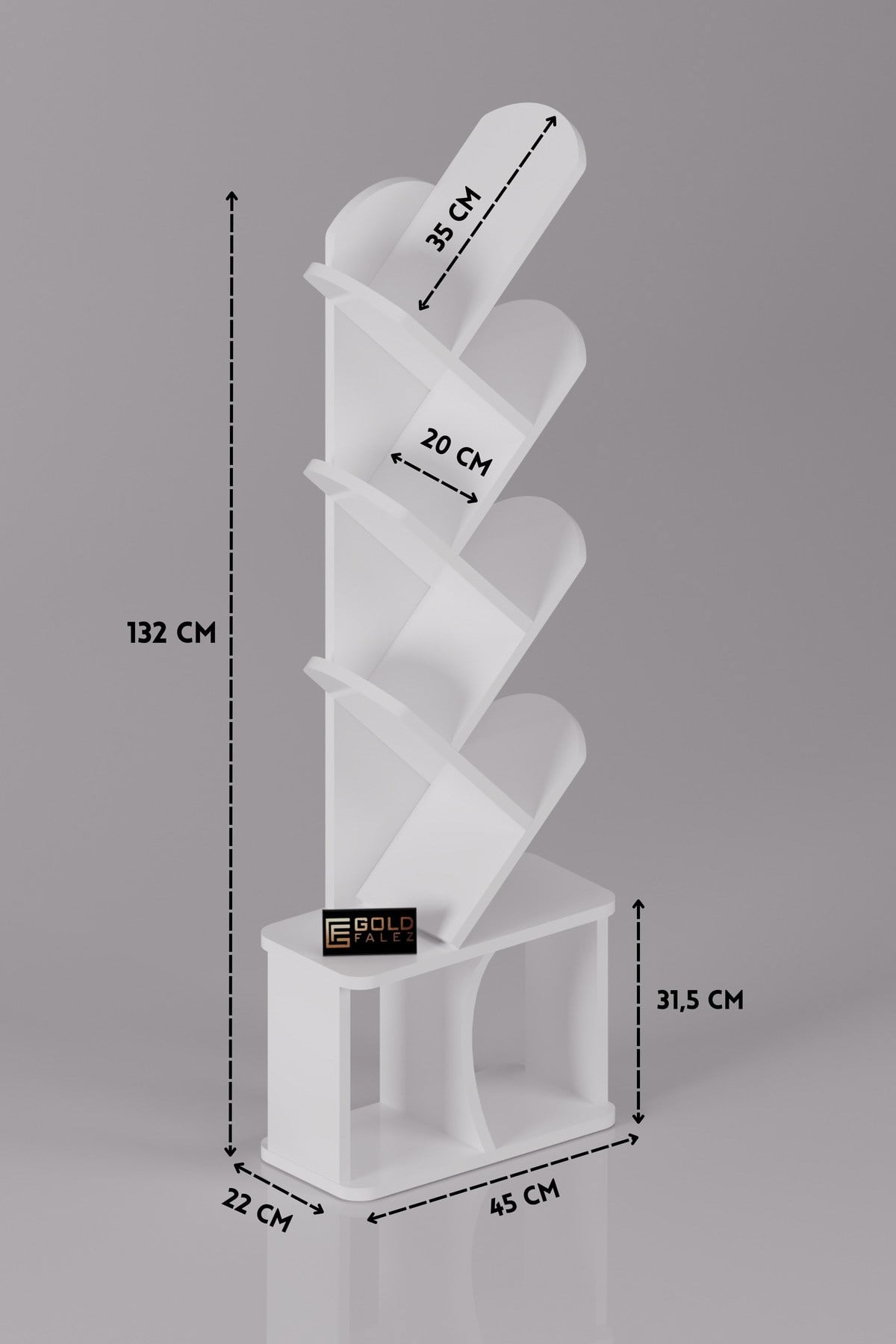 Yaprak Kitaplık Suntalam Beyaz 45x132