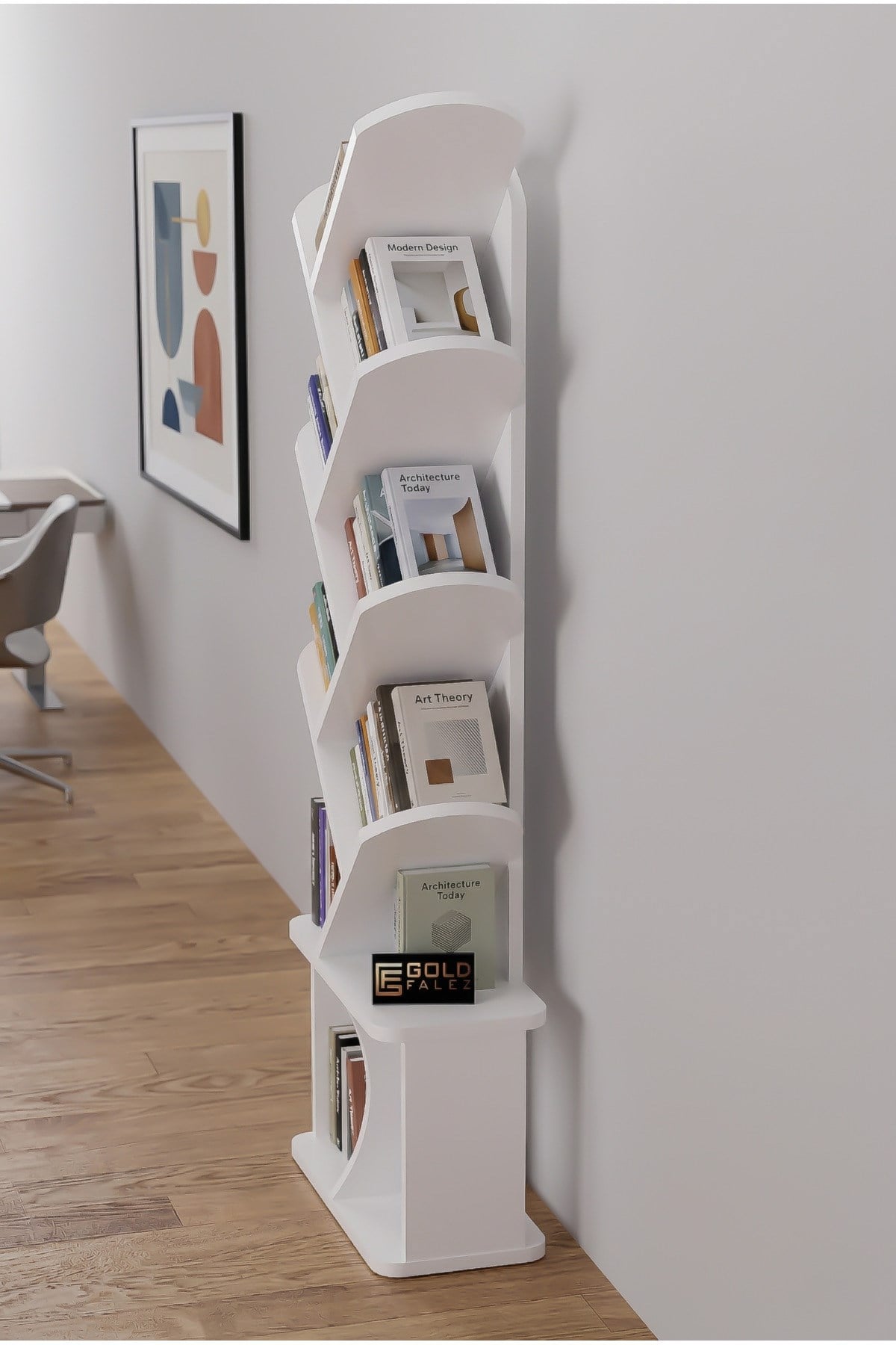 Yaprak Kitaplık Suntalam Beyaz 45x132