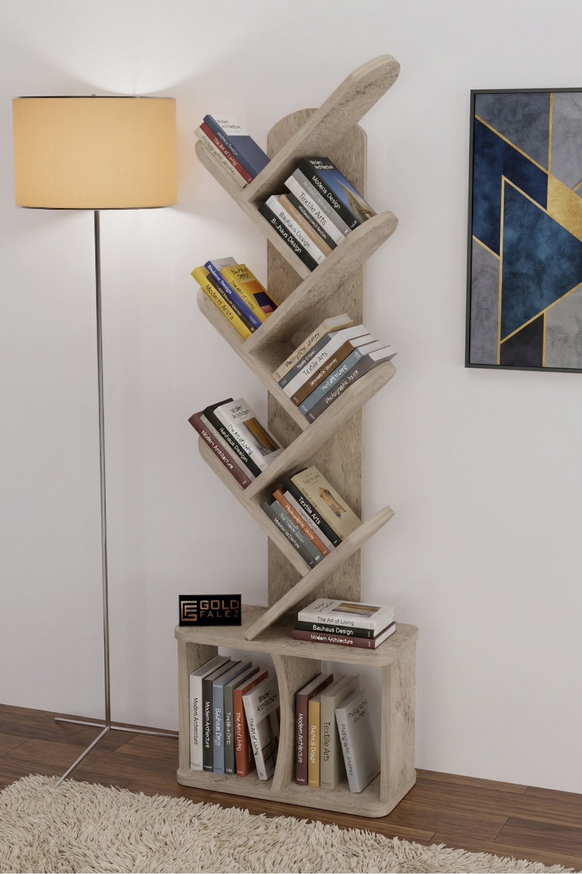 Yaprak Kitaplık Suntalam Ekru 45x132