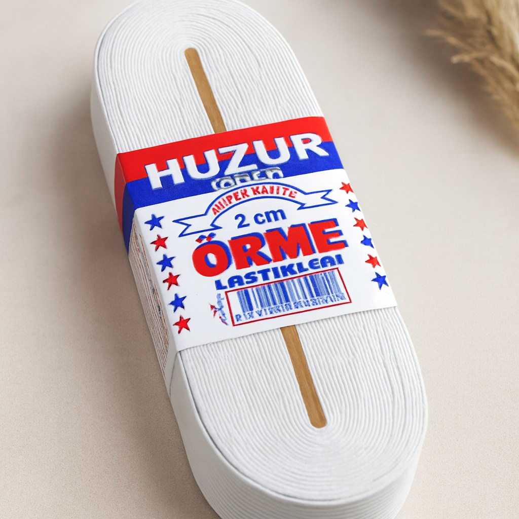 Yassı Geniş Paça Lastik 2 cm Beyaz - 10 m