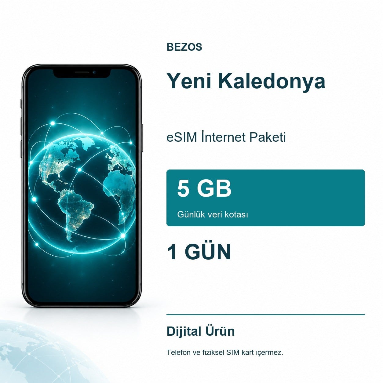 Yeni Kaledonya eSIM İnternet Paketi Günlük 5 GB 1 Gün