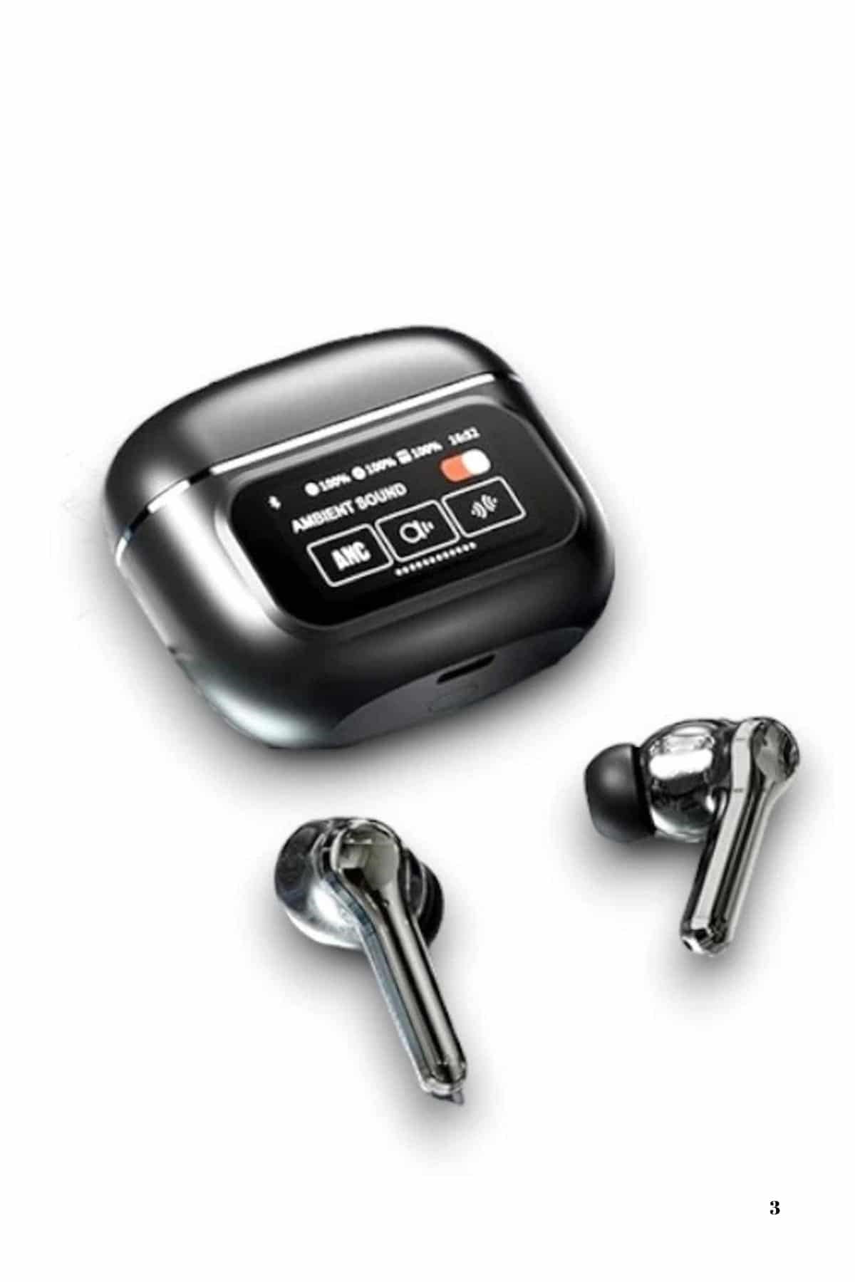 Yeni Nesil ANC Özellikli Çağrı Cevaplayan Dokunmatik Ekranlı Bluetooth Kulaklık Siyah Yeni Nesil