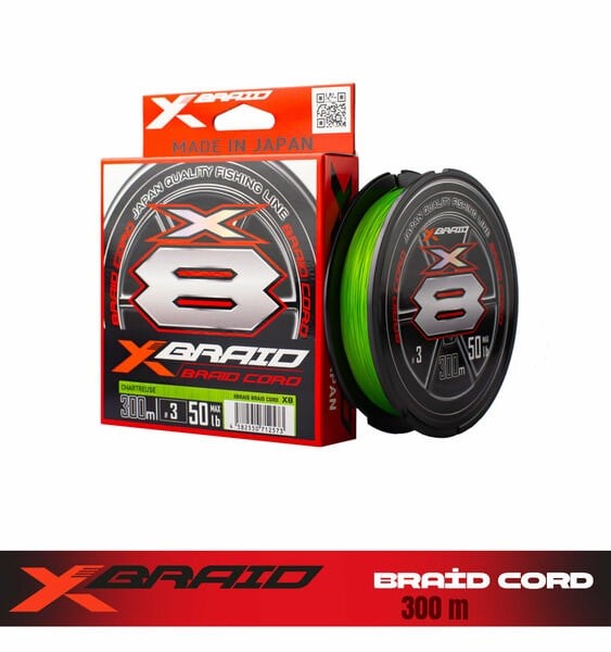 YGK X036 X-Braid Braid Cord PE X8 300m Fluo Green - 0.20MM