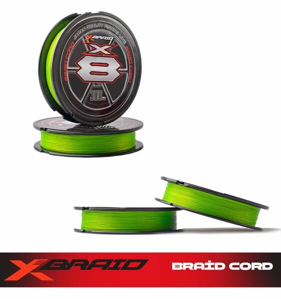 YGK X036 X-Braid Braid Cord PE X8 300m Fluo Green - 0.26MM