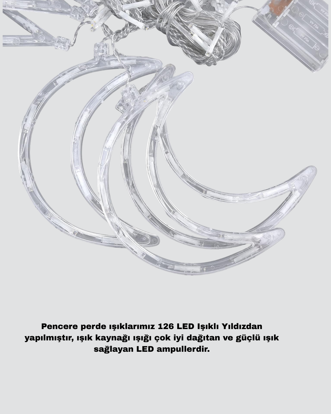 Yıldız Ay Tasarımlı Prizli Perde LED Işık İç Mekan Dekoru