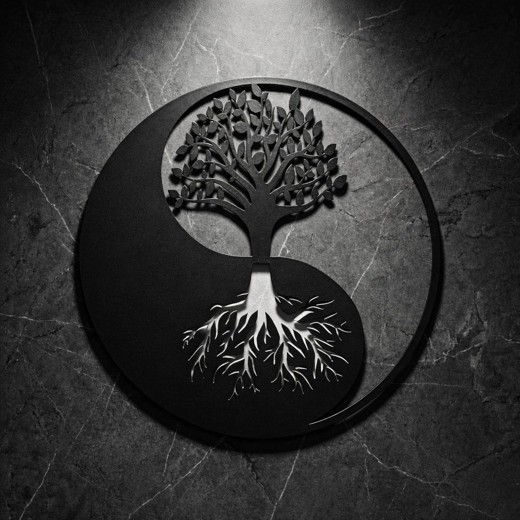 Yin Yang Hayat Ağacı Duvar Tablosu MDF Lazer Kesim Modern Spiritüel Duvar Süsü