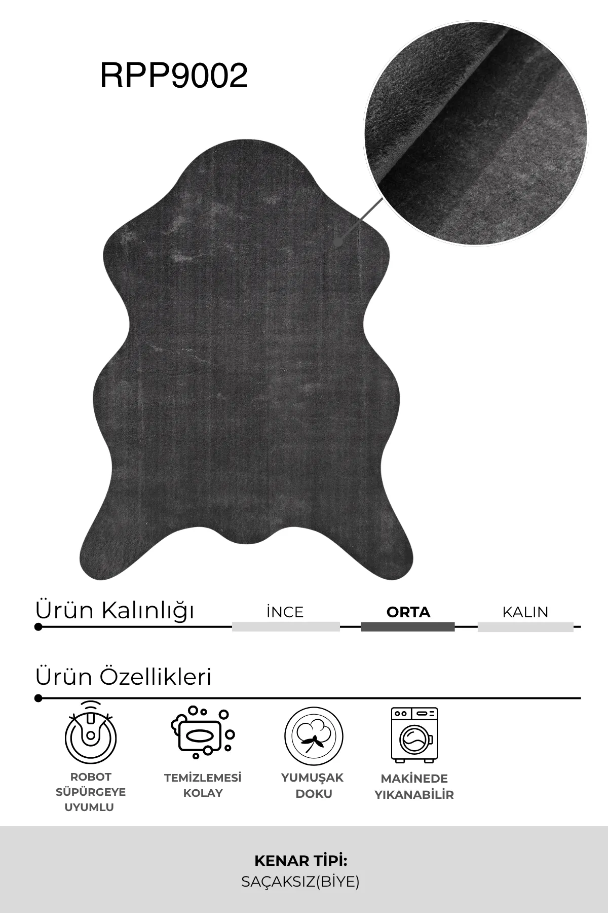 YoudayHomeCollection POLY Peluş Post Şeklinde Halı Model Oturma Odası Halısı