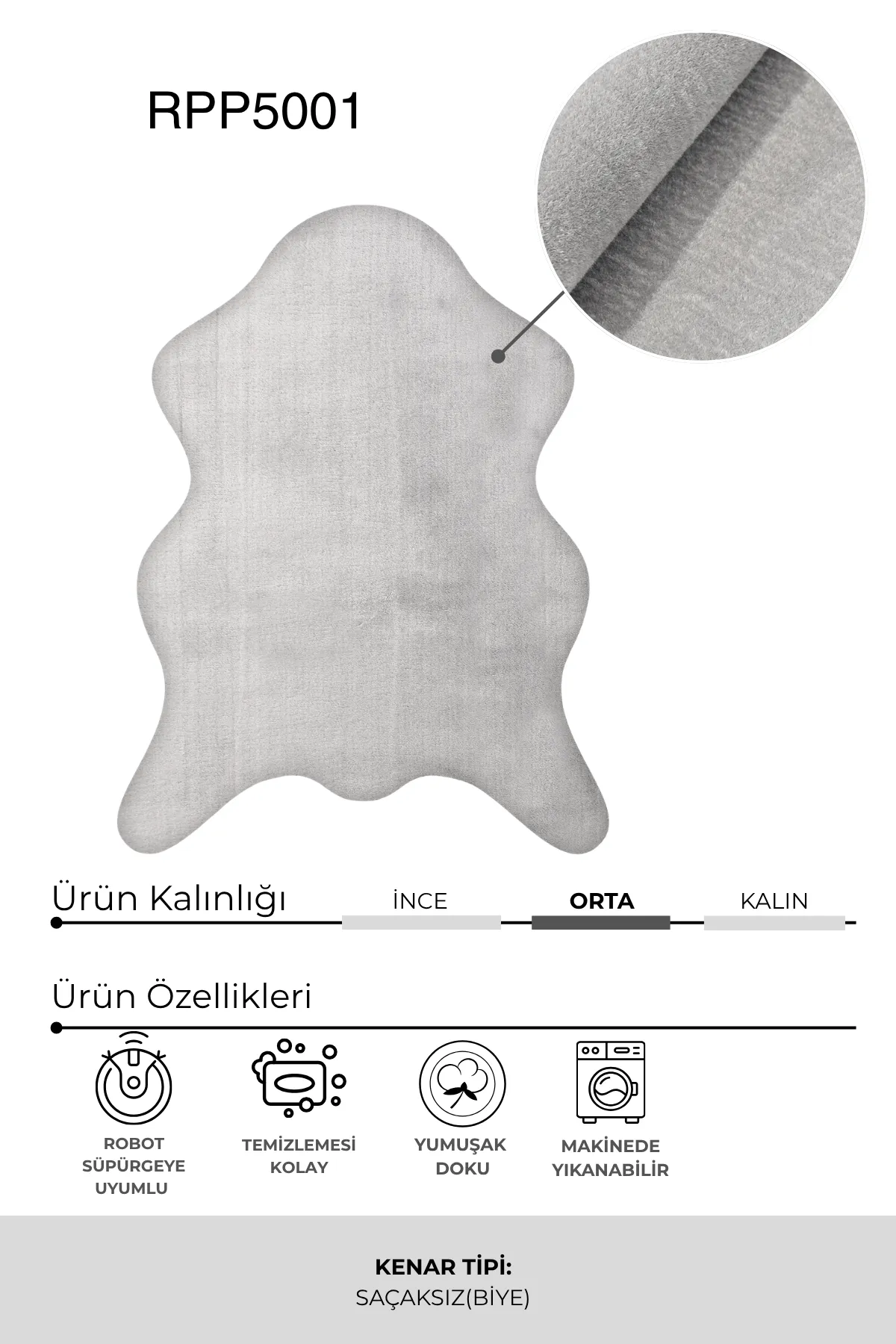 YoudayHomeCollection POLY Peluş Post Şeklinde Halı Model Oturma Odası Halısı